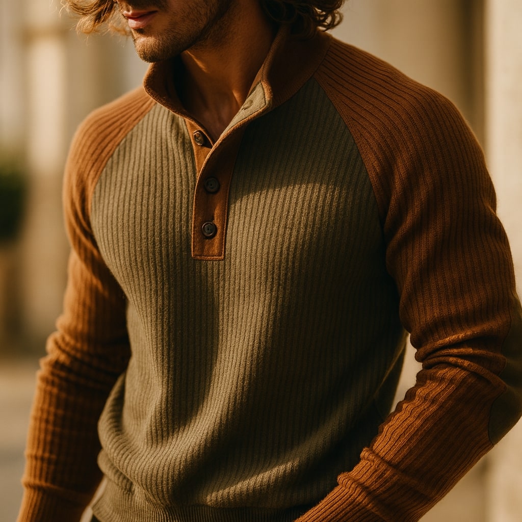 Arvello™ | Suéter Texturizado Bicolor con Detalles Clásicos