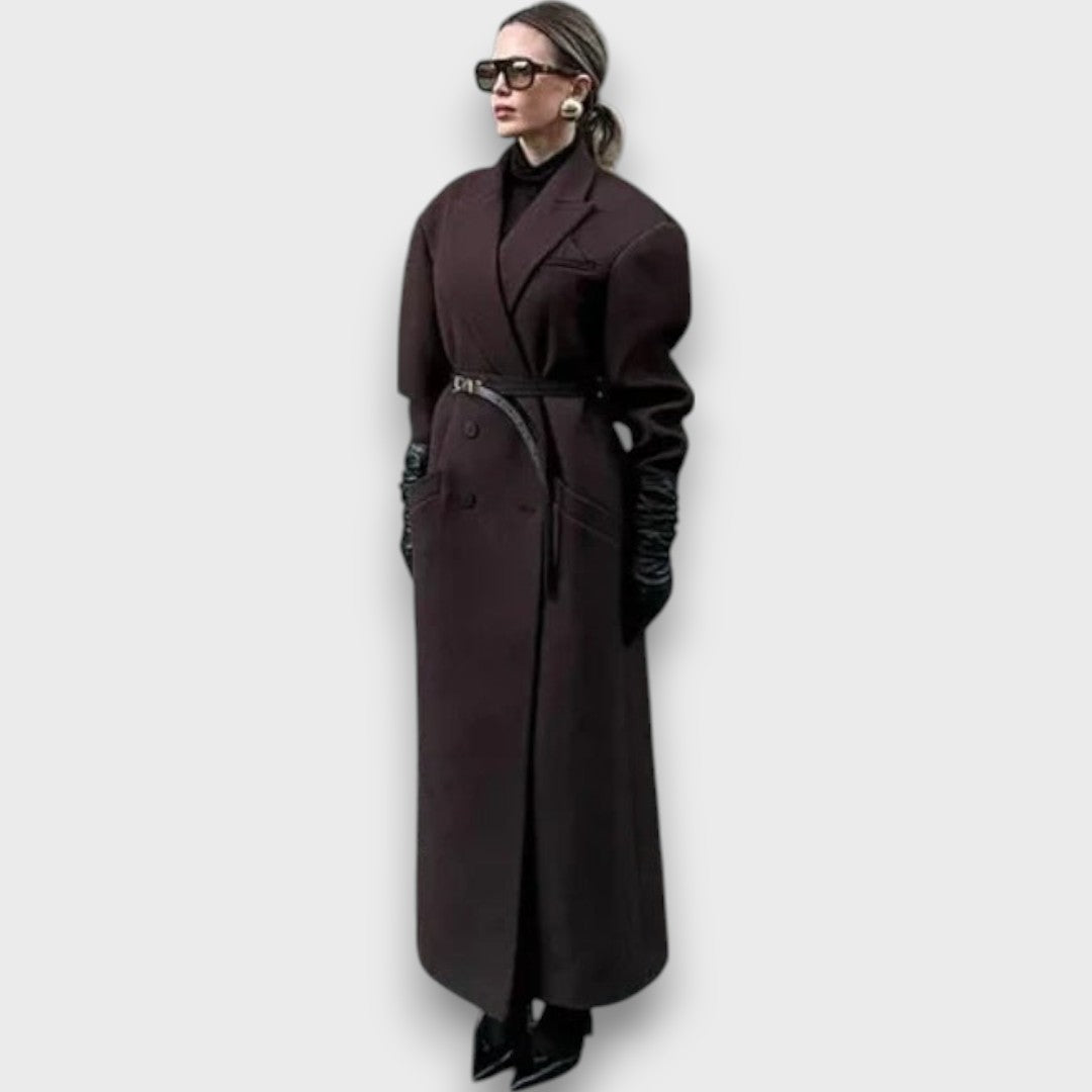 Valeria Noir – Abrigo de lana maxi con silueta estructurada