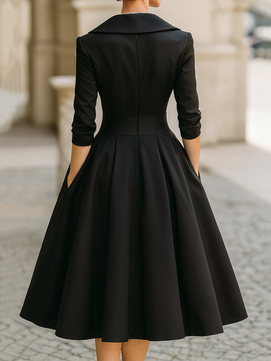 Rosalie | Elegante vestido midi de manga larga