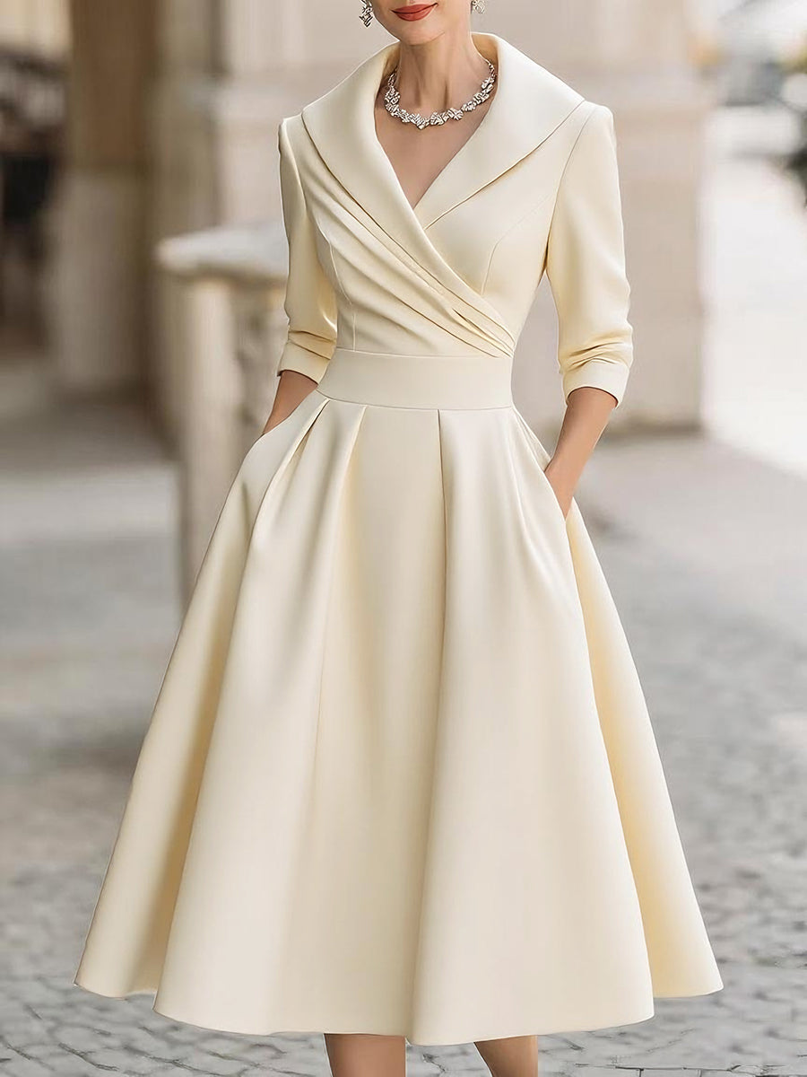 Rosalie | Elegante vestido midi de manga larga