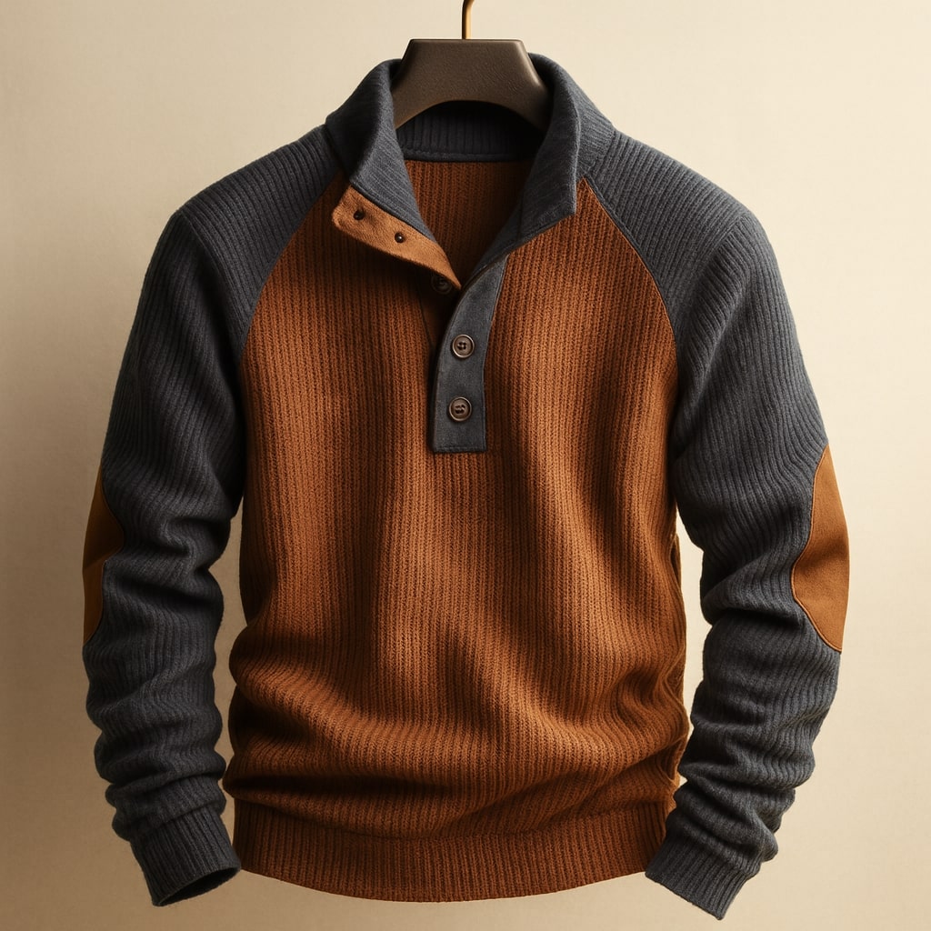 Arvello™ | Suéter Texturizado Bicolor con Detalles Clásicos