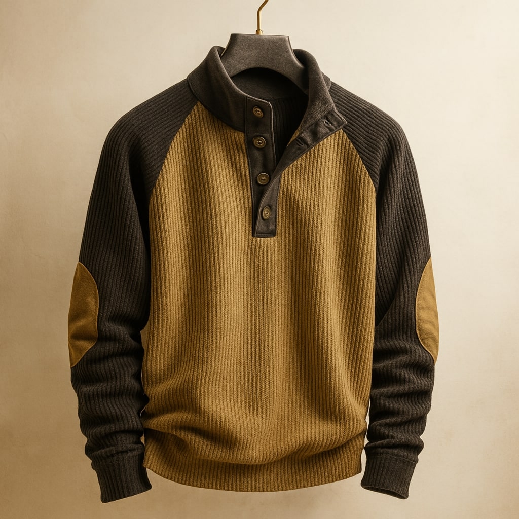 Arvello™ | Suéter Texturizado Bicolor con Detalles Clásicos