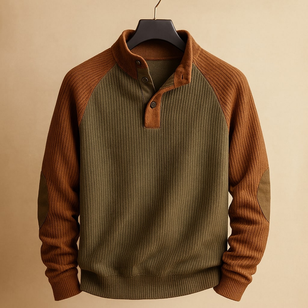 Arvello™ | Suéter Texturizado Bicolor con Detalles Clásicos