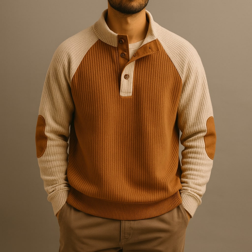 Arvello™ | Suéter Texturizado Bicolor con Detalles Clásicos