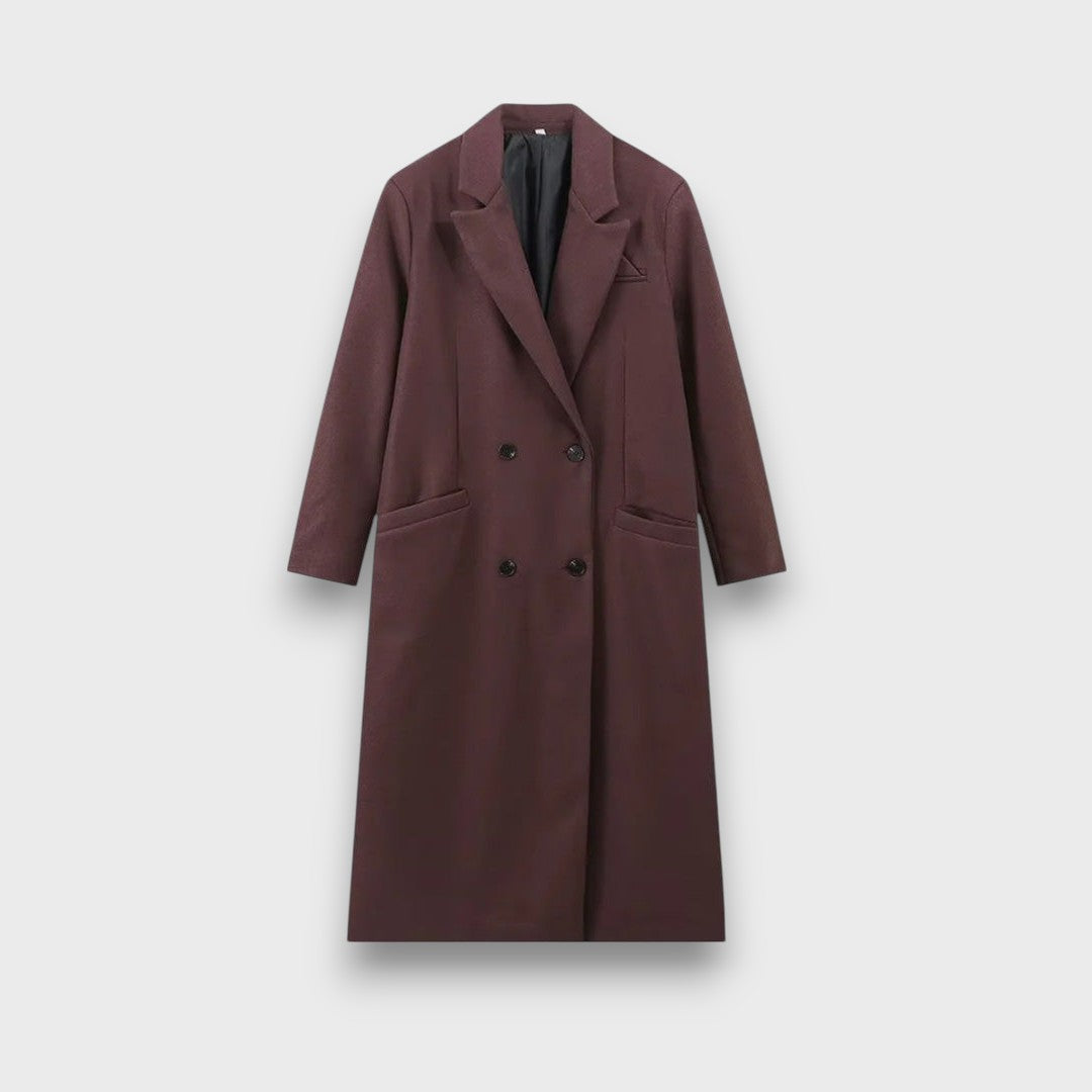 Valeria Noir – Abrigo de lana maxi con silueta estructurada