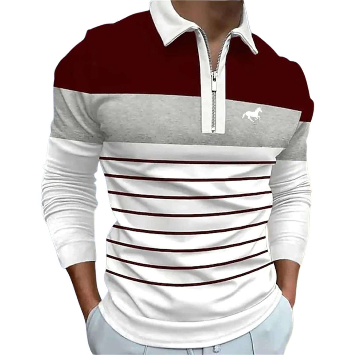 Mirani | Polo De Rayas Con Cremallera De Lujo Para Hombre
