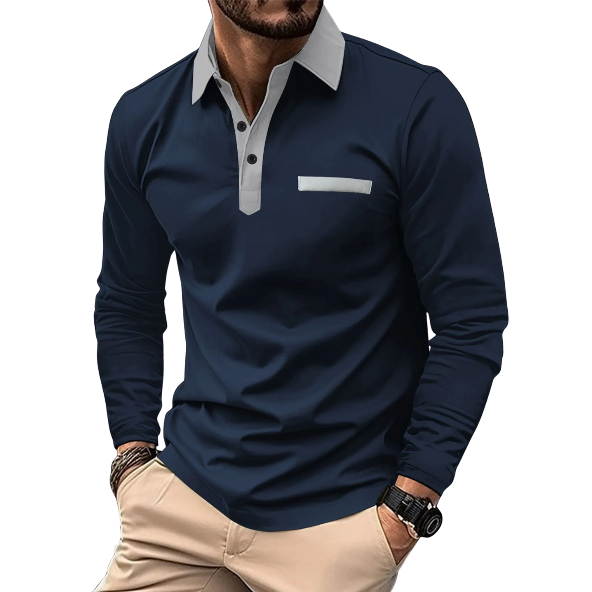 Lundra | Elegante polo bicolor con detalles en contraste