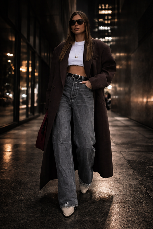 Valeria Noir – Abrigo de lana maxi con silueta estructurada