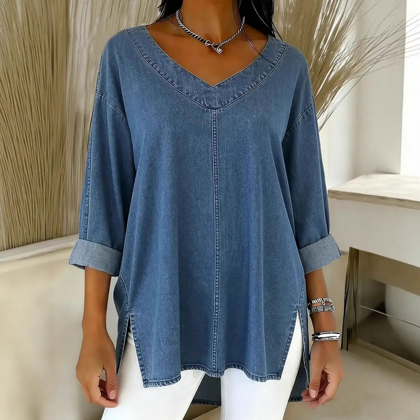Retro | Top Vaquero Con Cuello Chal
