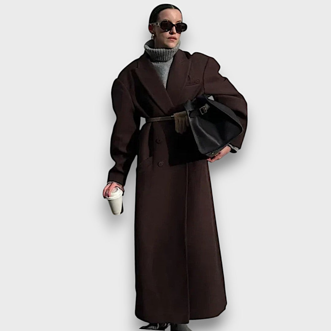 Valeria Noir – Abrigo de lana maxi con silueta estructurada