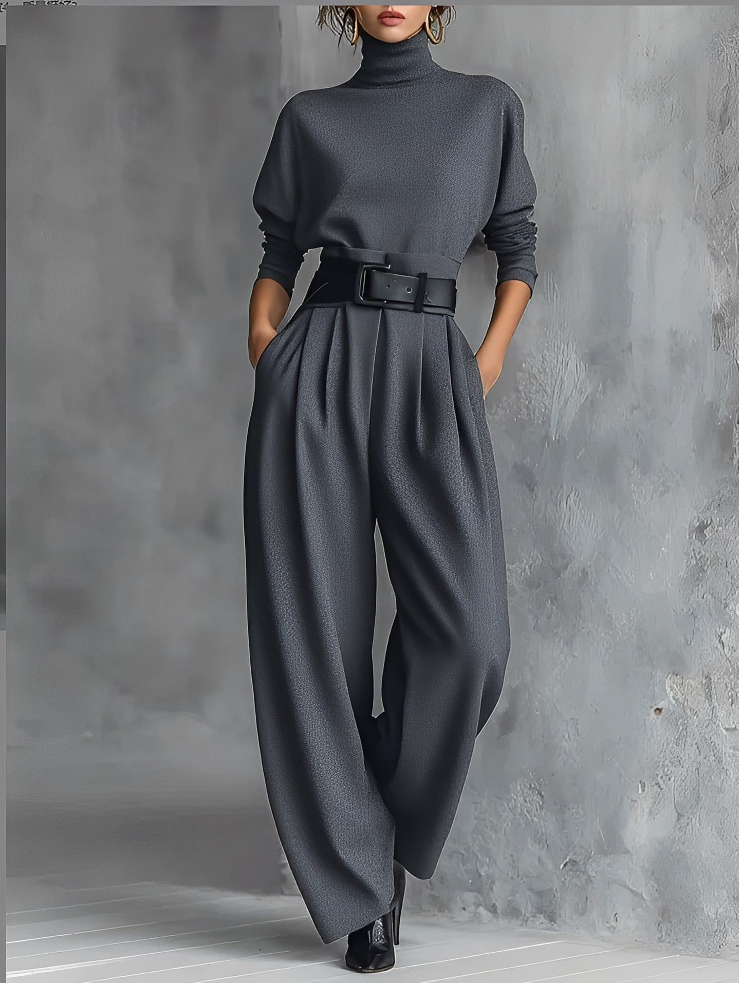 Rinelle | Conjunto compuesto por un suéter de cuello alto y un pantalón recto