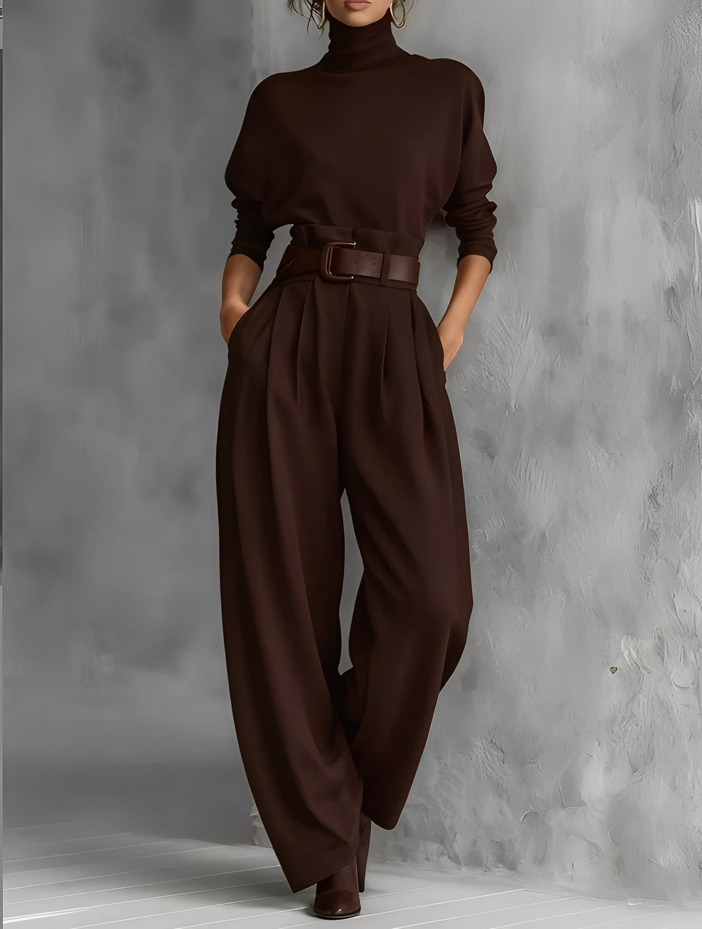 Rinelle | Conjunto compuesto por un suéter de cuello alto y un pantalón recto