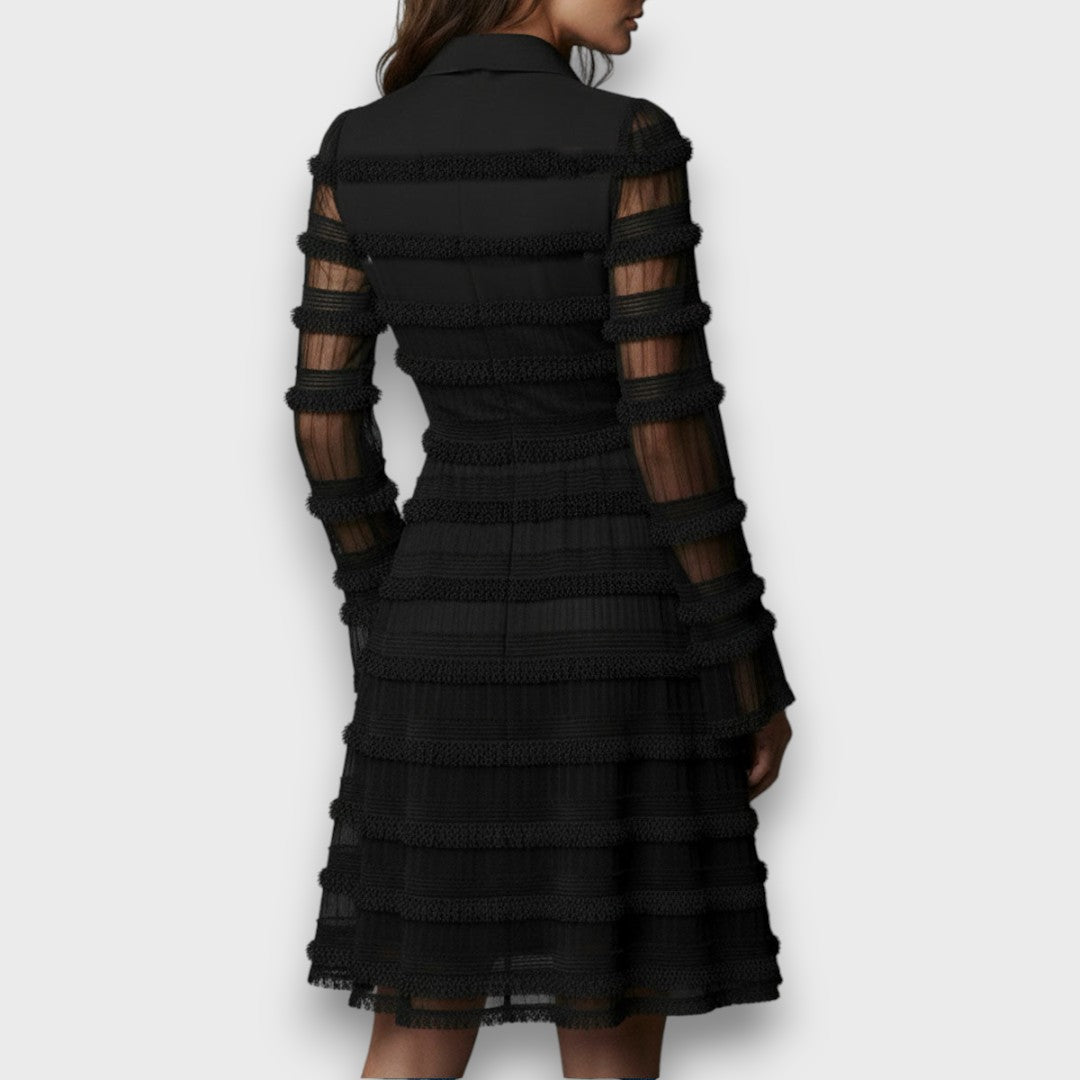 Fina – Vestido midi con flecos transparentes