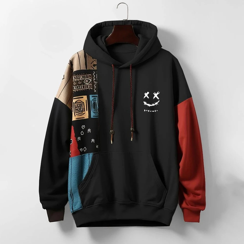 Axel | Sudadera Urbana Patchwork con Capucha